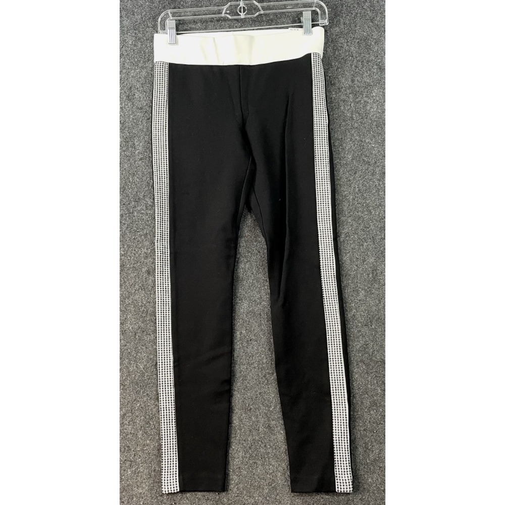 Zara Trafaluc Legging Collection Mid-Rise Black White Houndstooth Stripe Pants M